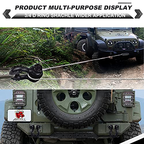 Ambull Upgraded Snatch Block, 3/4" D Ring Shackle (2 Pack) 22,000Lb Break Strength With Towing Pulley, Heavy Duty Offroad Recovery Accessory For Truck, Tractor, Atv & Utv - Black #TOP6