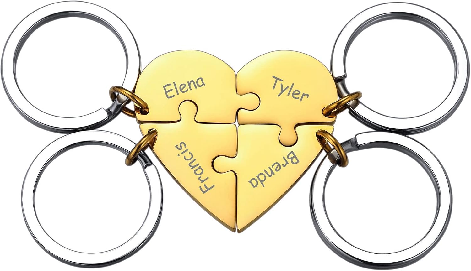 MeMeDIY Personalized Heart Jigsaw Puzzle Keychain Customized for BFF Girlfriend Stainless Steel Lovers Set Birthstone Jewelry