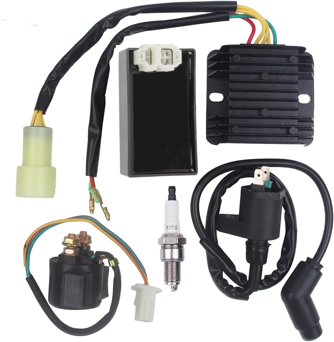 New CDI Voltage Regulator Rectifier Relay Ignition Coil Spark Plug Compatible With Honda FourTrax 300 TRX300 TRX300FW 1993 Replace 30410-HC4-770