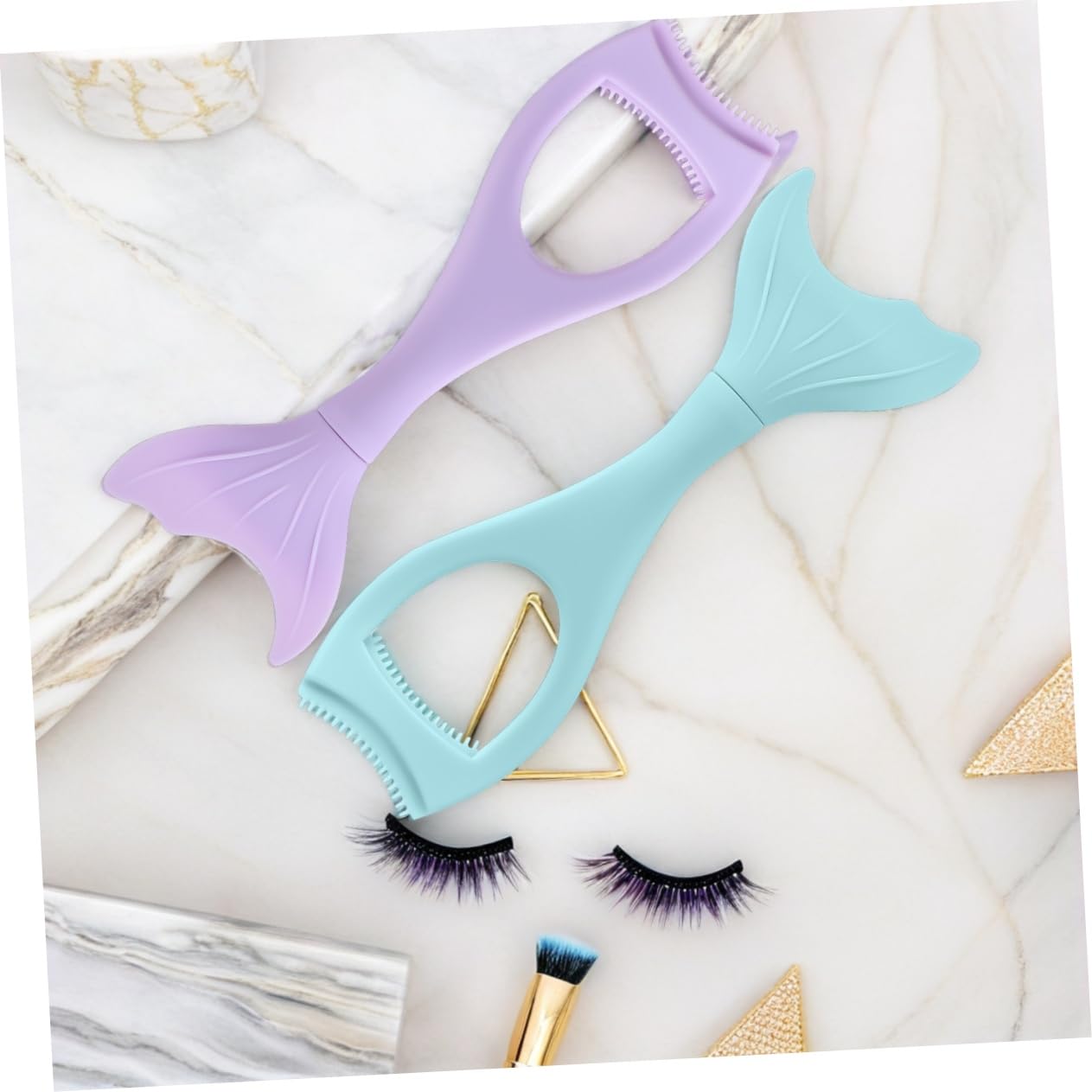 3Pcs Mermaid Mascara Applicator Flexible Eyelash Tool for Eye Makeup Unique Serrated Design for Natural Look for Salon Personal Use Easy to Clean After