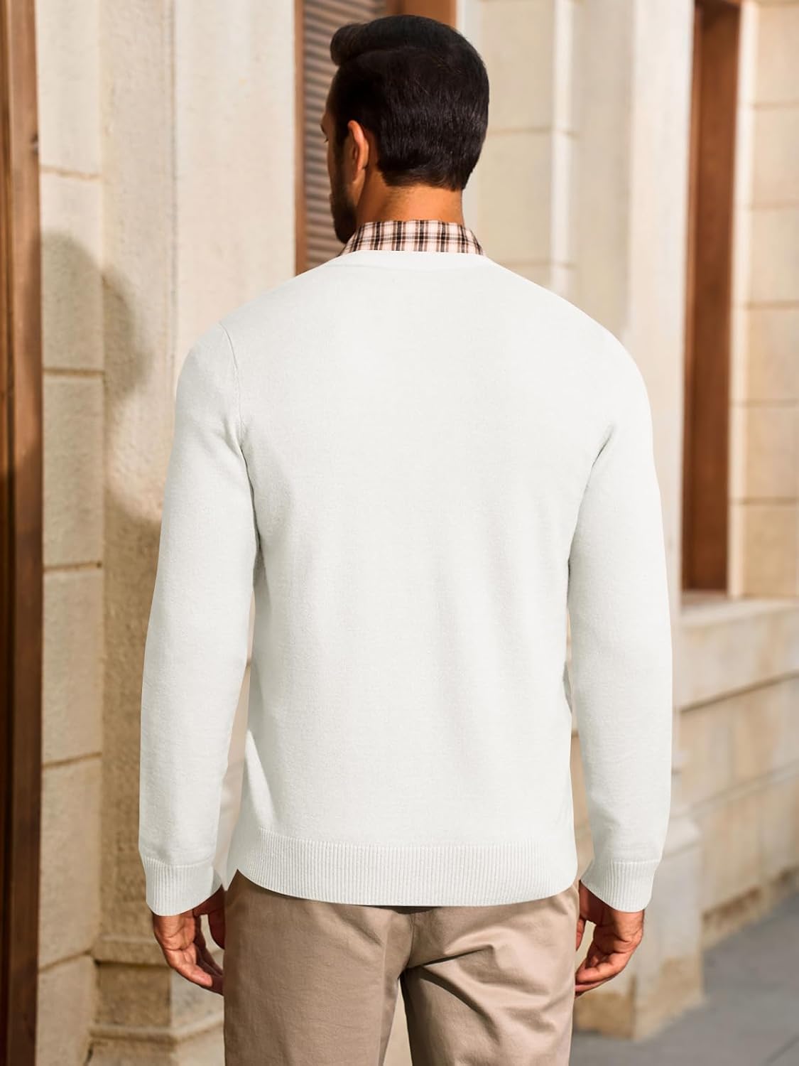 Runcati Mens Cardigan Sweater V Neck Button Down Sweaters Long Sleeve Lightweight Fall Knit Outwear with Pockets - Image 4