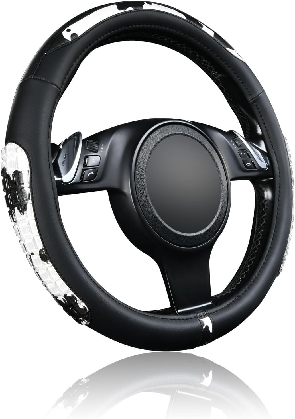 Morden Cow Print Steering Wheel Covers,Universal 15 Inch Non-Slip Auto Car Accessories, Soft Steering Wheel Protector for Men & Women Car Interior Accessory Cover Universal-image-14
