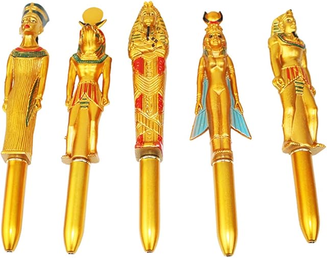 Toyvian 5pcs Creative Ball-Point Pen Egyptian Character Pharaoh Shaped Craft Cute Ball-Point Pen Promotional Activity Gift for Home Store School (Random Pattern)