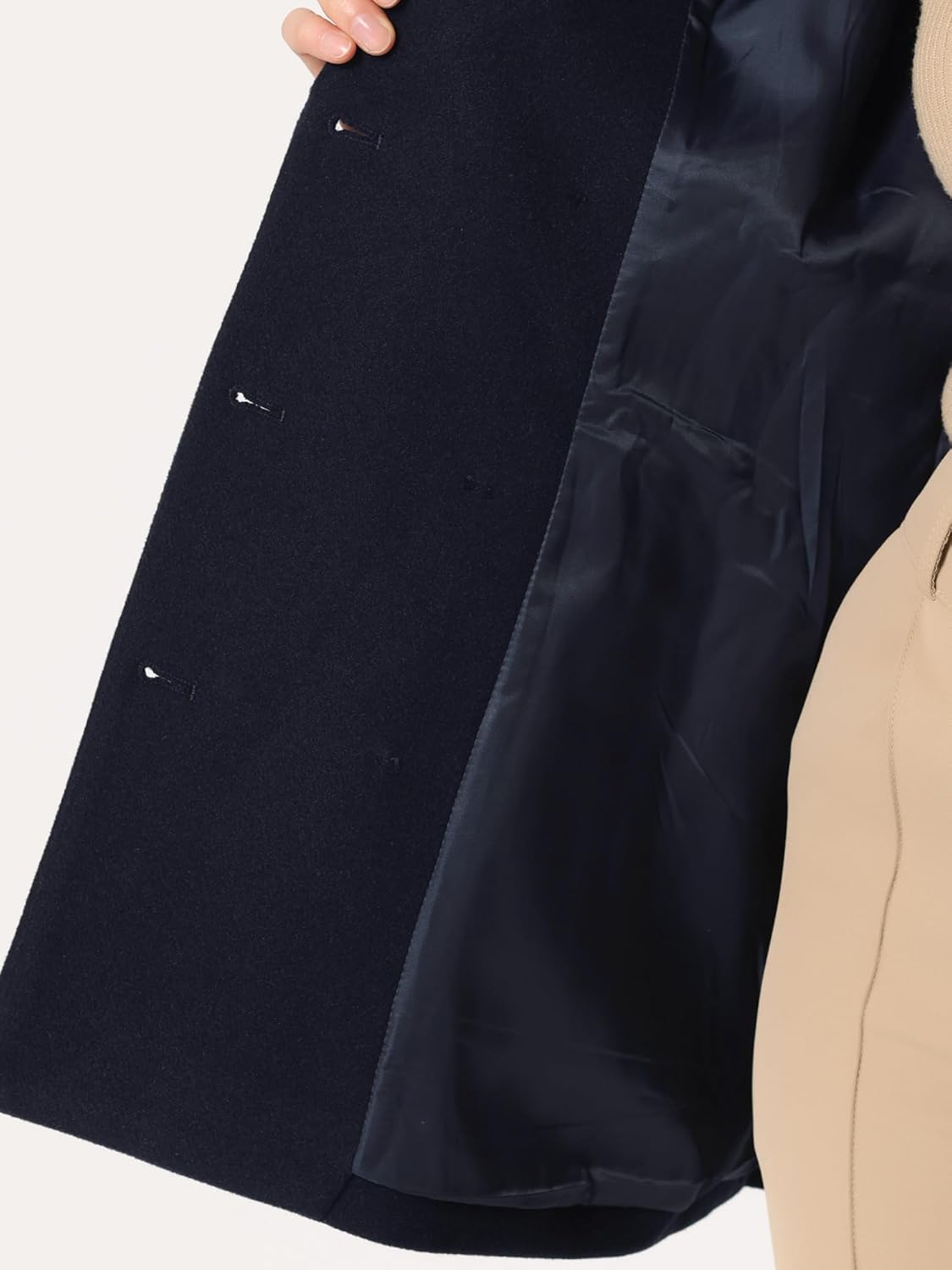 An inside look at the Allegra K Double-Breasted Notch Collar Coat