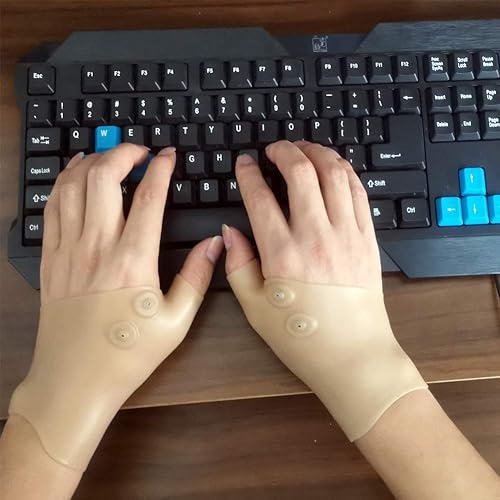 Miniatura 6 de Soporte de muñeca para pulgar (2 unidades), guante elástico de gel para artritis sin dedos para aliviar el dolor, férula de compresión de muñeca