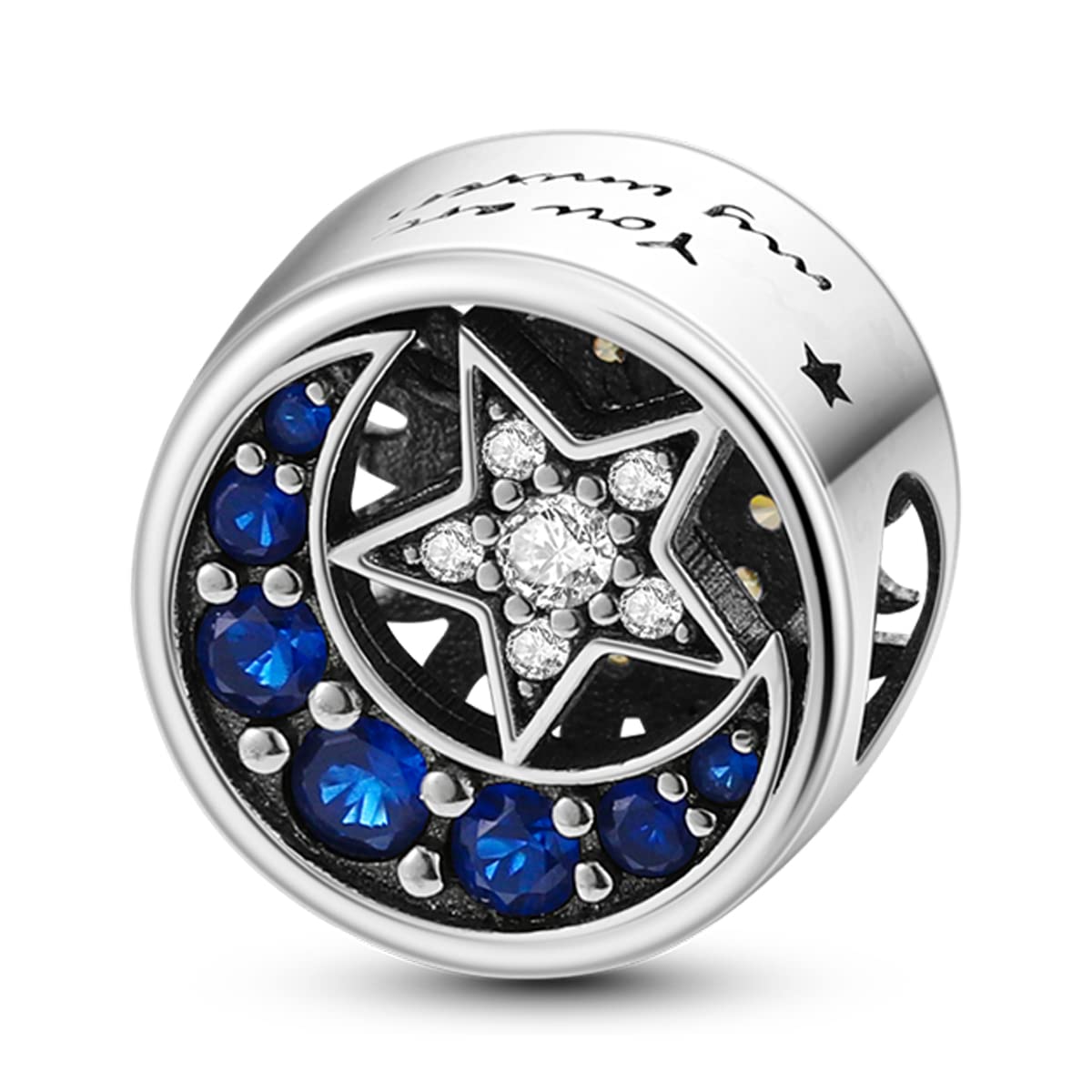 CGCSYZ 925 Sterling Silver Charms for Bracelets and Necklaces Airplane Passport Dangle Pendants Beads Butterfly Dragonfly Charms Jewelry Gift for Women Girls (Sun and Moon and Star)