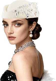 Church Hats for Women headdresses European with Floral Women's Soft Beret for Women Felt hat,Bridal for Wedding