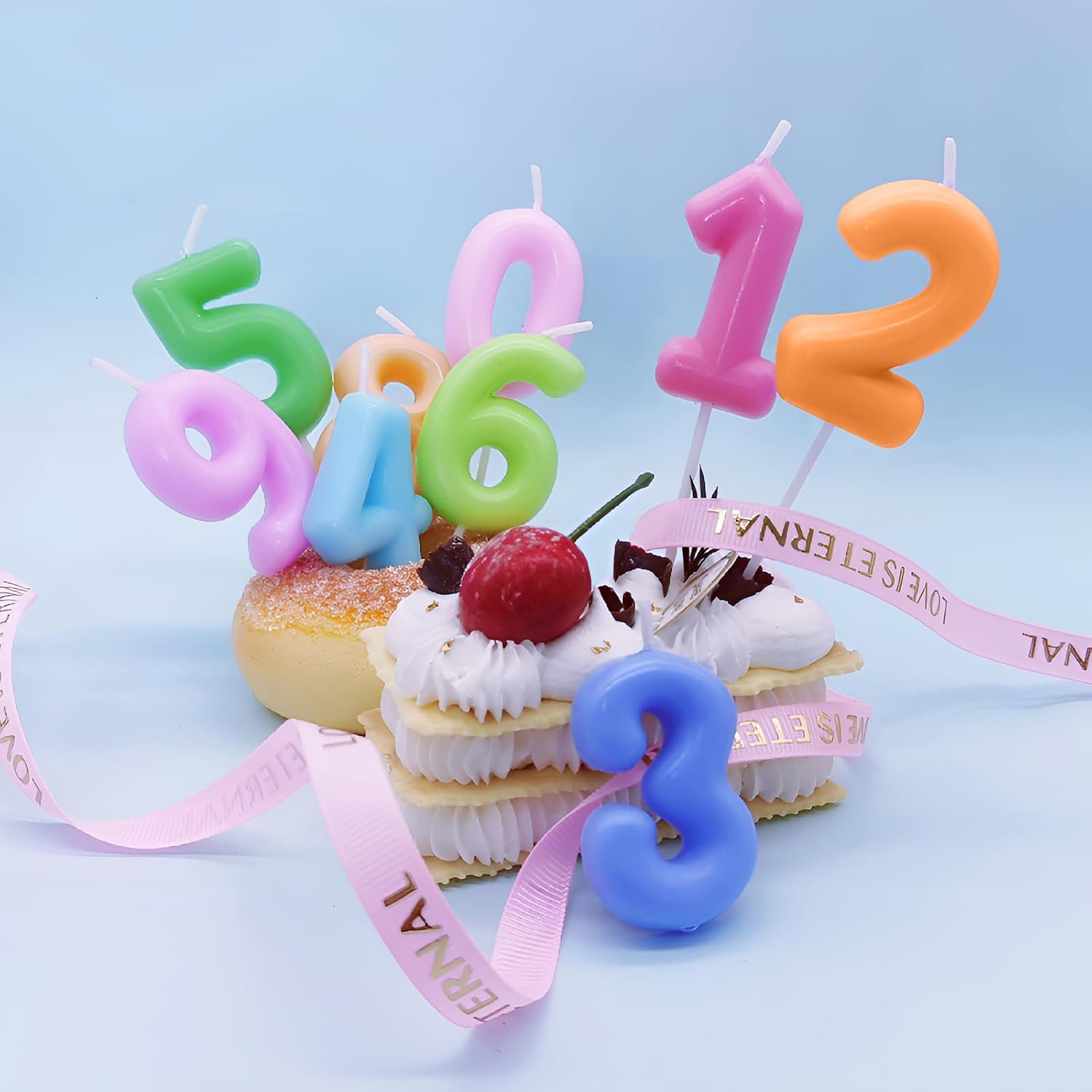 Macaron Orange Number 1 Candles - Happy Birthday Candle for Cake, First Birthday Candles, Cake Topper Decorations for Girl Women Pastel Sweet Birthday Party Decorations