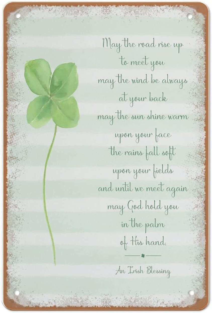 St. Patrick'S Day Printable - Irish Blessing Decor Clover Decor,Vintage Style Gift For Mom, Dad, Friends Tin Sign Metal Tin Sign 8X12 Inch