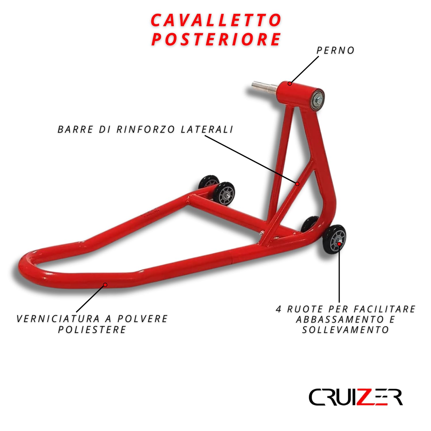 CRUIZER Caballete monobrazo trasero para moto Ducati Streetfighter/S Diavel 1199 Panigale con rodamientos y perno de elevación, diámetro del tubo 32 mm