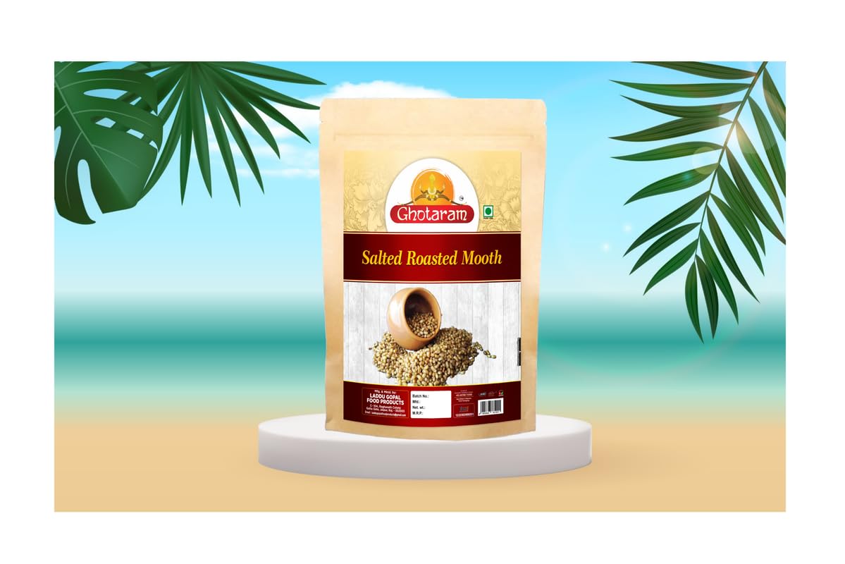 Ghotaram Tea Time Snack Sprouted Roasted Moth Dal Namkeen Snack, Sabut Roasted Salted Moth Matki Snack, Roasted Moth Beans Vigna aconitifolia Snack No Artificial Flavour, Colours-150g*2Pack image 4