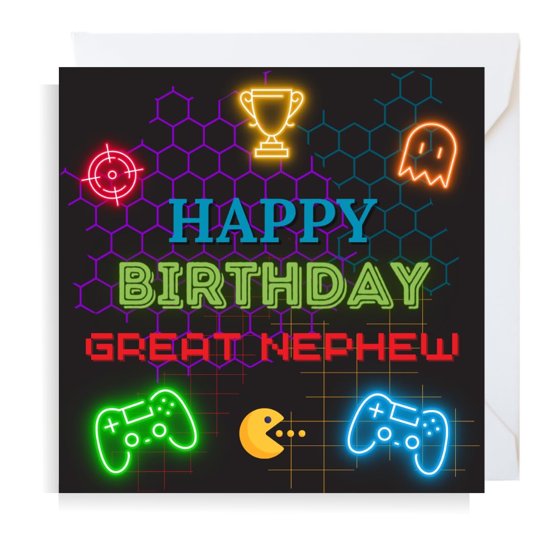 Second Ave Gaming Gamer Great Nephew Square Children's Kids Birthday Greeting Card for Boy