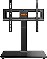Perlegear PGTVS26 Swivel TV Stand for 32-70 Inch TVs - Height Adjustable Tilt Mount, Tempered Glass Base, 88 lbs Capacity