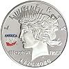 Proud Patriots America 250th Anniversary Peace Dollar Nickel Proof Coin 1776-2026 Double-Dated Tribute with Red, White & Blue Privy Mark 39mm Non-Monetary Collectible