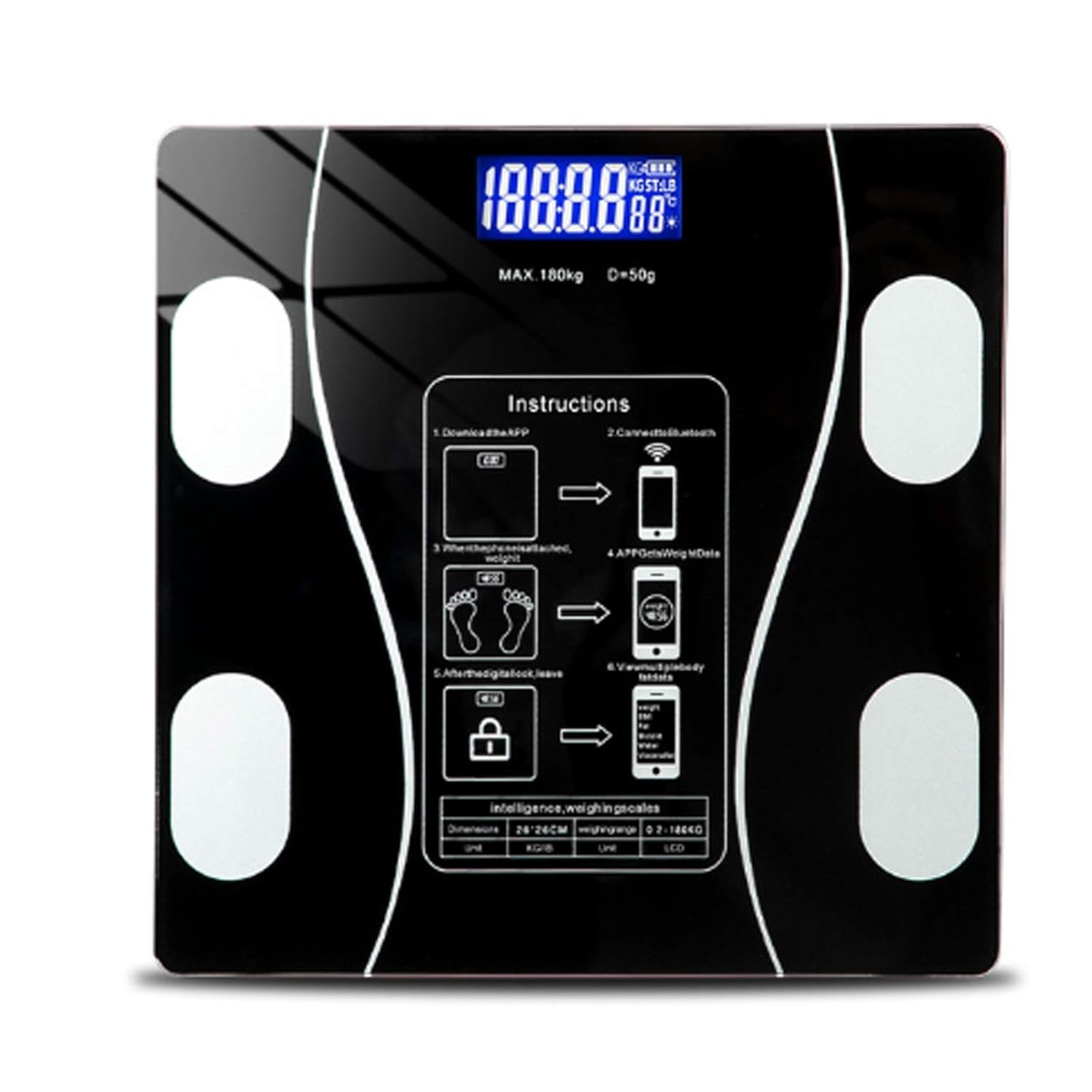 Floor Scale Electronic Weight Scales Weighing Max with Thermometer LED Display
