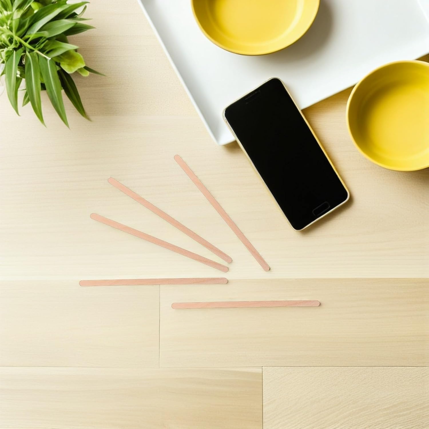 250pcs Wood Beverage Stirrers 14cm Beige Disposable Coffee Sticks | Smooth Edges, Lightweight Grip, Thorough Mixing, for Hot Drinks and Offices
