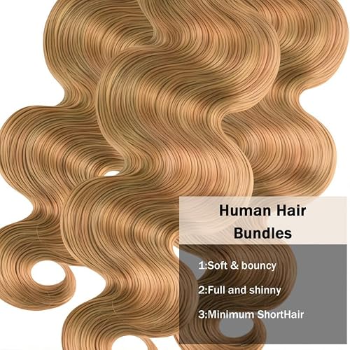 KODRHAR P27/30 Human Hair Bundle Honey Brown Body Wave Bundles Brazilian Virgin Remy Hair Burgundy 3 Bundle Body Wave Human Hair Extensions 8 10 12 Inch — view 4