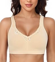 Lemorosy Women's Cotton Comfortable Sports Bra Basic Wirefree Non-Padded Plus Size