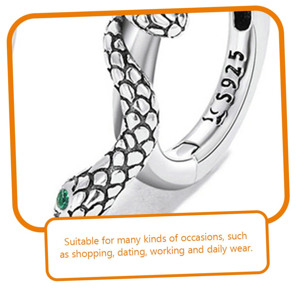 Uonlytech 2pares Pendientes de Serpiente de Plata Diseño Creativo Pendientes de Moda para Mujer Líneas de Zirconio Verde Accesorios para Orejas para Fiesta o Diario