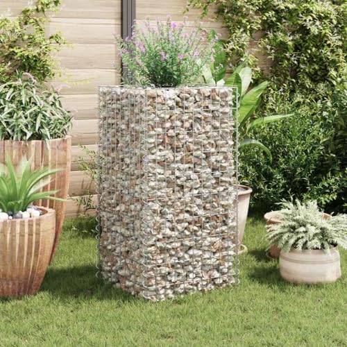 vidaXL Gabion Basket Rectangular, Galvanised Steel Gabion Planter, Gabion Raised Bed for Garden, High Load Capacity, 19.7"x19.7"x39.4" - Image 3