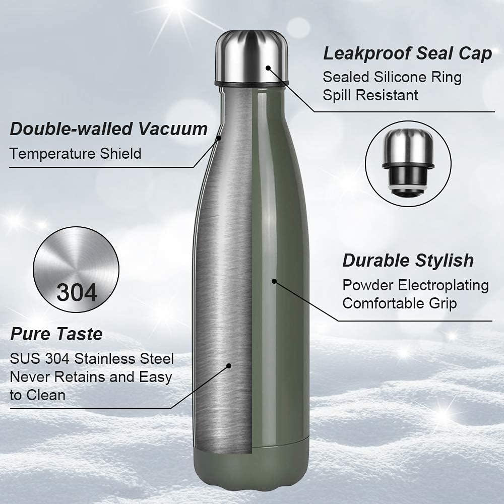 flintronic Stainless Steel Water Bottle, 500ml Double Walled Vacuum Flask with Cleaning Brush - Image 4
