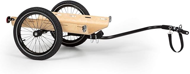 Klarfit Companion Bike Trailer Cargo Trailer Trolley - Loading Area: 42 x 63 cm/Approx. 50 L / 2 Beverage Crates, 40 kg Load, Powder-Coated Steel Frame, 16 Wheels, Waterproof Cover, Black/Wood