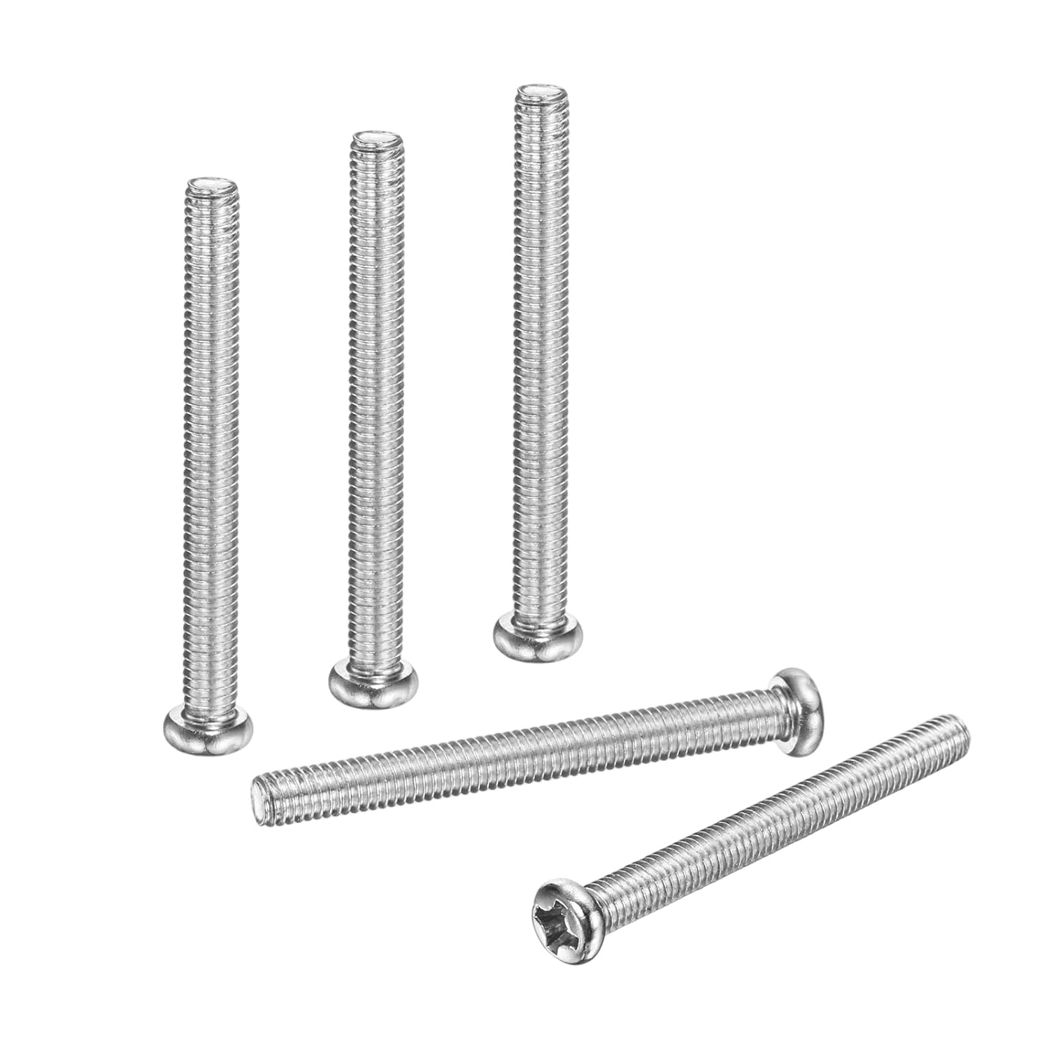 PATIKIL 100 Pcs Pan Head Machine Screws, M3.5 x 25mm (0.6mm Pitch) Phillips Drive Metric 304 Stainless Steel Full Thread Round Head Small Screws Bolts for Cabinet Drawer Furniture Repairs