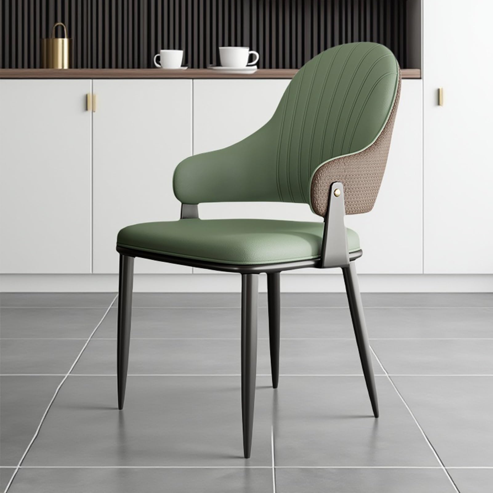 Chaises de salle à manger confortables en cuir nappa et métal