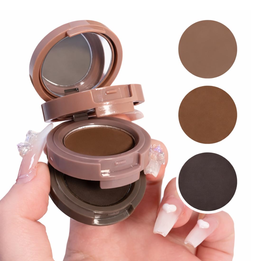 Mocallure 3-in-1 Eyebrow & Hairliner Powder Mini Pack, Brown, Natural Brown,Dark Brown, Matte Finish, Waterproof, 3g-image-0