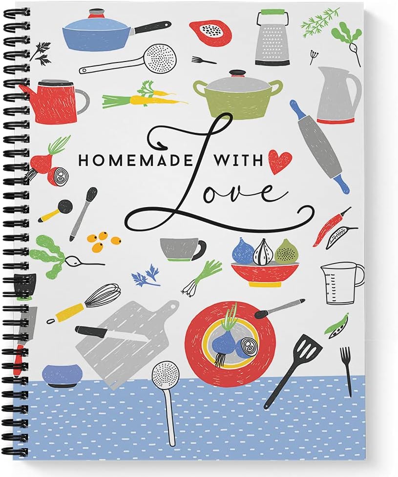Softcover Homemade With Love 8.5" x 11" Spiral Recipe Notebook / 120