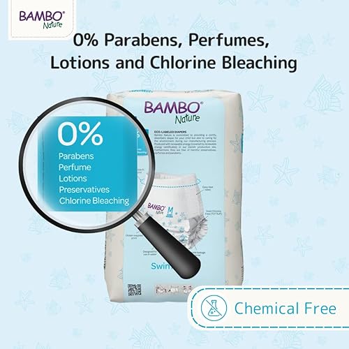 Miniatura 5 de Bambo Nature Pantalones de natación hipoalergénicos, pañales de natación con etiqueta ecológica, barreras de doble fuga - S (12 unidades)