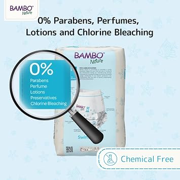 Bambo Nature Hypoallergenic Swim Pants, Eco-Labeled Swim Diapers, Double Leak Barriers - Small (12 Count)