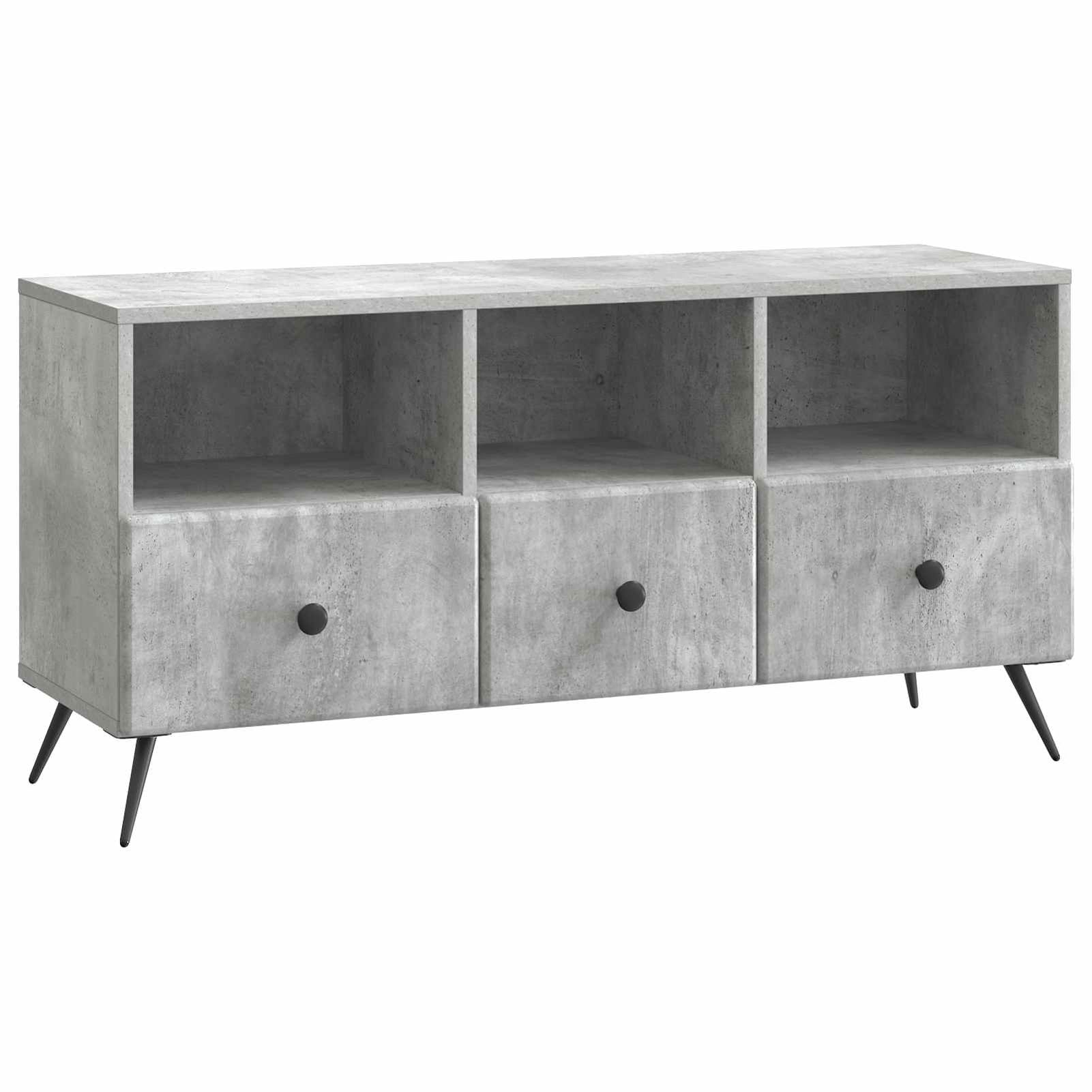 Meuble TV en bois gris Gecheer pour cacher les câbles du salon