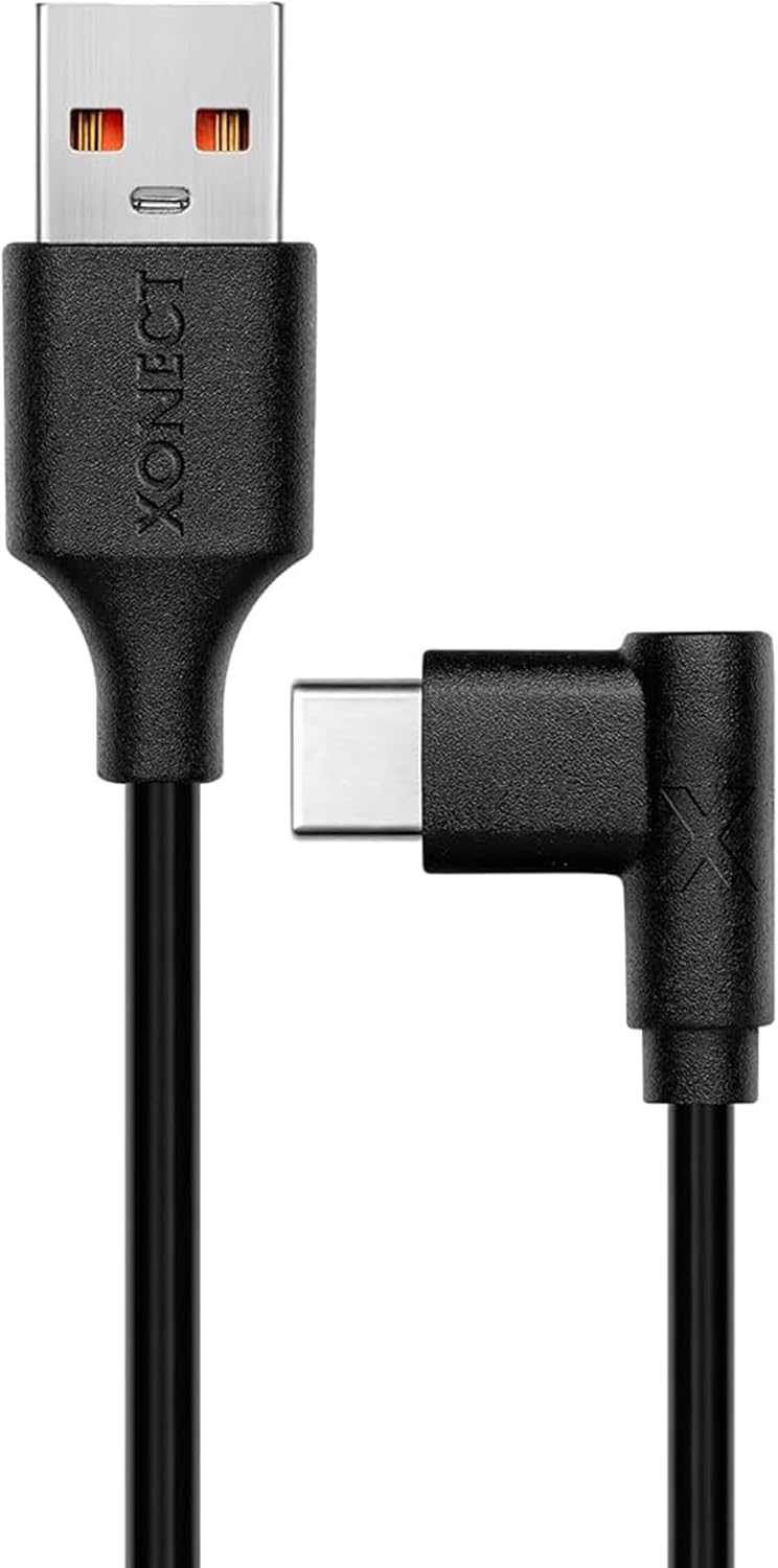 USB to Type-C ile Uyumlu iPhone ve Samsung ile Uyumlu Hızlı Şarj ve Data Kablosu 40 cm L Tipi Gaming (Siyah)