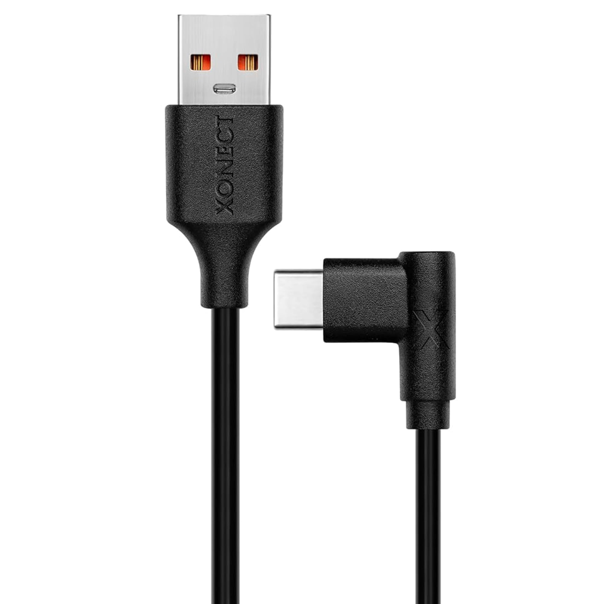 XONECT USB to Type-C ile Uyumlu iPhone ve Samsung ile Uyumlu Hızlı Şarj ve Data Kablosu 40 cm L Tipi Gaming (Siyah)