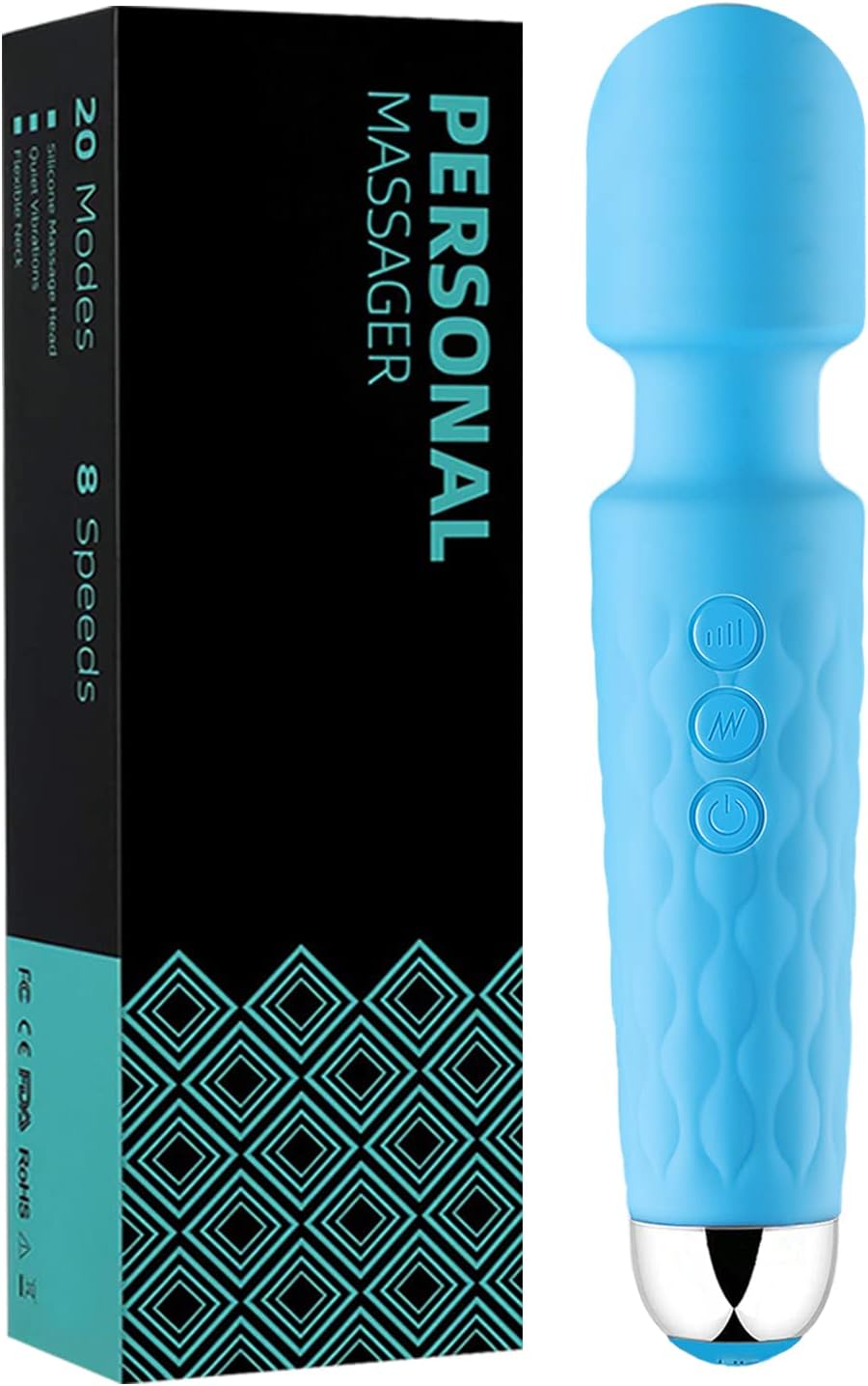 SAMIALOR Portable Massager Handheld Powerful Rechargeable Magic Vibration Patterns 8 Multi-Speed Therapy Muscle Aches