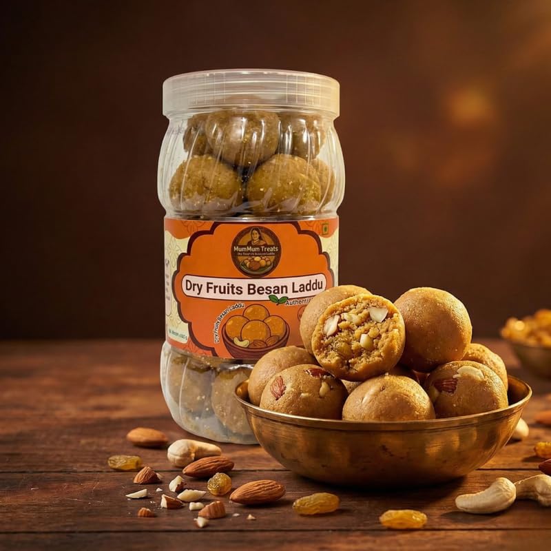Image of MumMum Treats Dry Fruits Laddu 450g | Premium Ghee Mithai | Loaded with Cashew Almonds Pistachios & Raisins