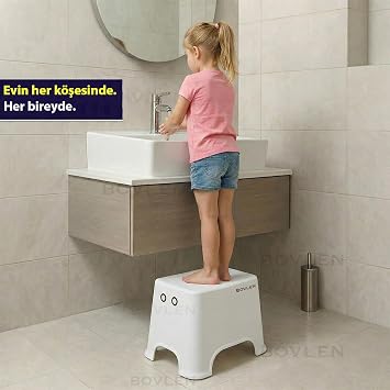 Kaydırmaz Banyo Taburesi, 120 KG Taşıma Kapasiteli Kaymaz Banyo Taburesi, Çocuk Taburesi, 1. Sınıf Sert Plastik, (E-B-Y 30x42x34 cm)