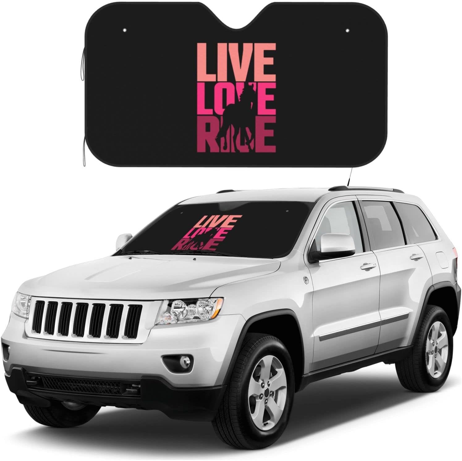 Live Love Ride Horse Car Windshield Sun Shade Keep Your Vehicle Cool, for SUV Cars Trucks Universal Sun Shade