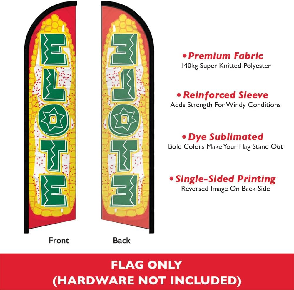 Elote Windless Banner Advertising Flag - Perfect for Restaurants, Food Trucks, Food Courts, Shops, Events, Cafes