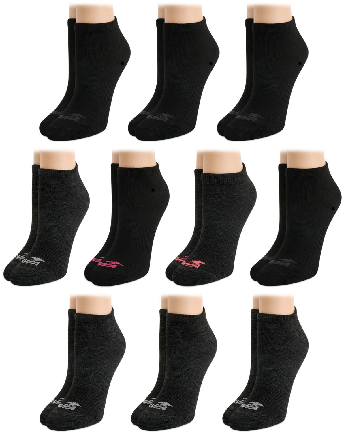 Avia Womens Low Cut Socks - 6/10 Pack Performance Stretch Cushioned Moisture Wicking Athletic No Show Socks for Women (4-12)