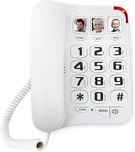 Corded Phones For Seniors - 9 One-Touch Memory Speed Dialing Desktop Landline Telephone For Office, Front Desk, Home, Hotel