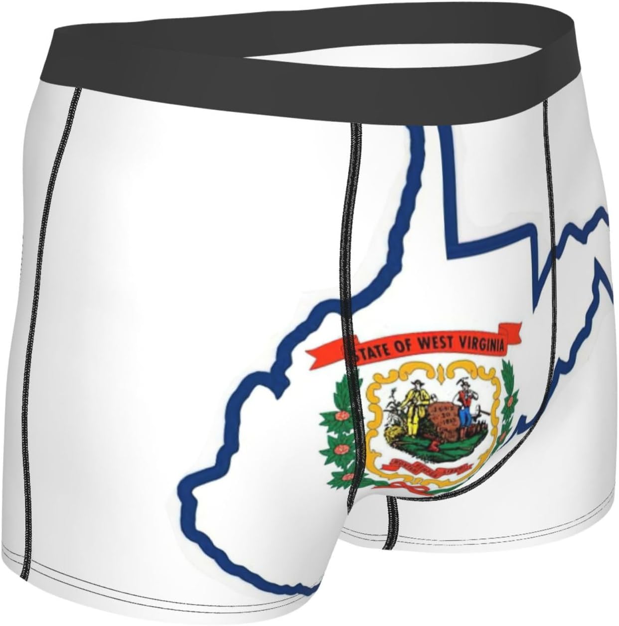 West Virginia State Flag Map Print Boxers For Men–full Print Mens Underwear Boxer Briefs,Comfortable Boxers For Men