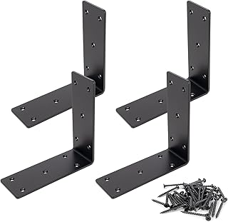 6" x 6" x 2-3/8" Heavy Duty Steel L Angle Corner Bracket, 90 Degree Support Bracket for Wood Beams Pergolas Shelves Furniture, Thickness 0.15", Max Load 250 lbs, 4 Pack