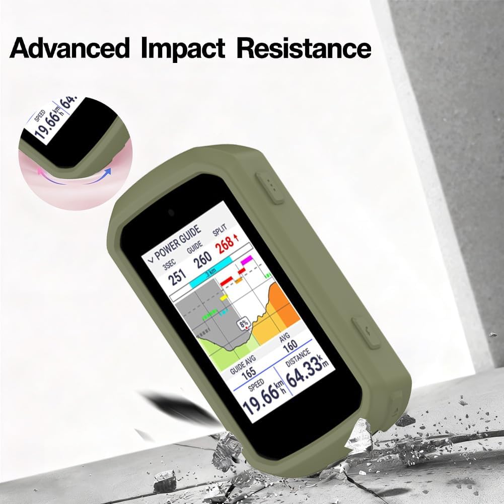 Screen Protector for Garmin Edge 850/Edge 550 GPS (3+1pack) and Silicone Case Cover,Tempered Glass Film Anti-Scratch High Definition Full Coverage (Green) - Image 3