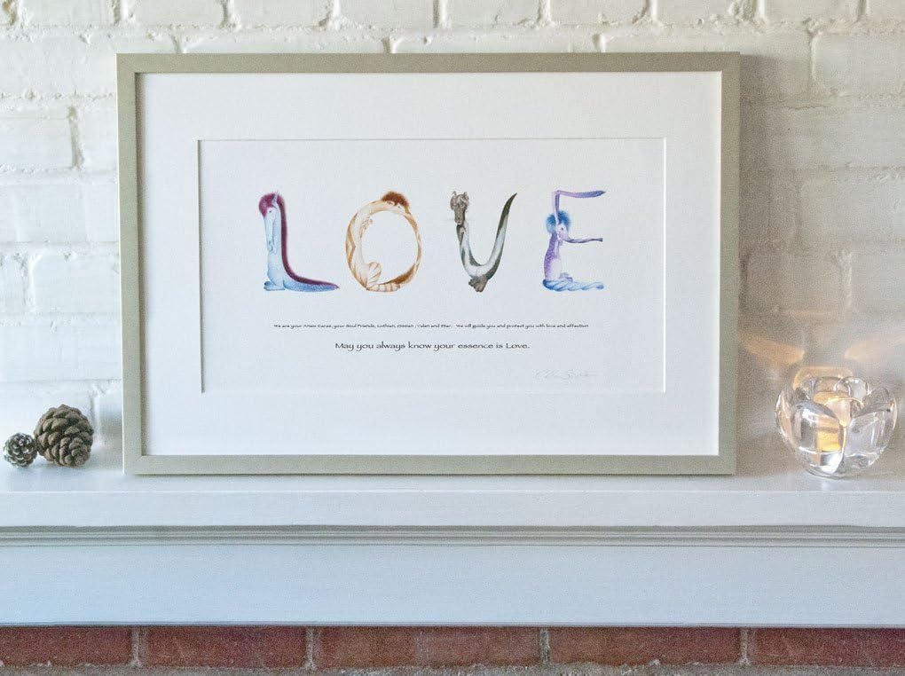"Love" Watercolor Print - Alphabet Letter Fine Art Nursery Wall Art for Newborn Babies, Kids, Wedding Gifts - Museum Quality Typography Print Anam Caras Art with Inspiring & Positive Message