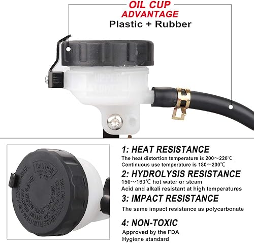 Miniatura 4 de LKV Palanca de bomba de embrague de freno de motocicleta con depósito de cilindro maestro hidráulico 78" 0.866 in pistón universal CNC compatible