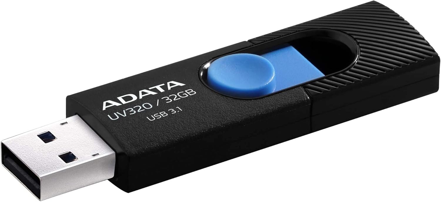 ADATA UV320 USB 3.1 32 GB Quick Slide Capless Flash Drive Black (AUV320-32G-RBKBL)