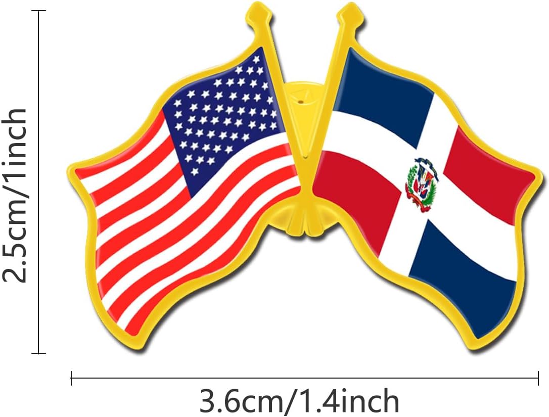 6/12/50/100 Pack -American Dominican Friendship Flag Pins Bulk -1.4” Metal US USA Dominican Lapel Pins Badge Button Souvenir