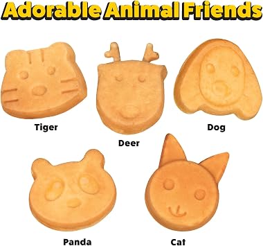 Waffle Wow! Animal Friends Waffle Maker, 7 Animal Shapes, Nonstick Electric | Mini Waffler Iron for Kids Breakfast & Parties- Quick Heat Easy Release, Compact Storage, Family Fun, Includes Recipe Guide